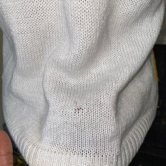 Janine Vintage Hand Knit Floral Embroidered Short Sleeve Sweater Pullover - Picture 4 of 8